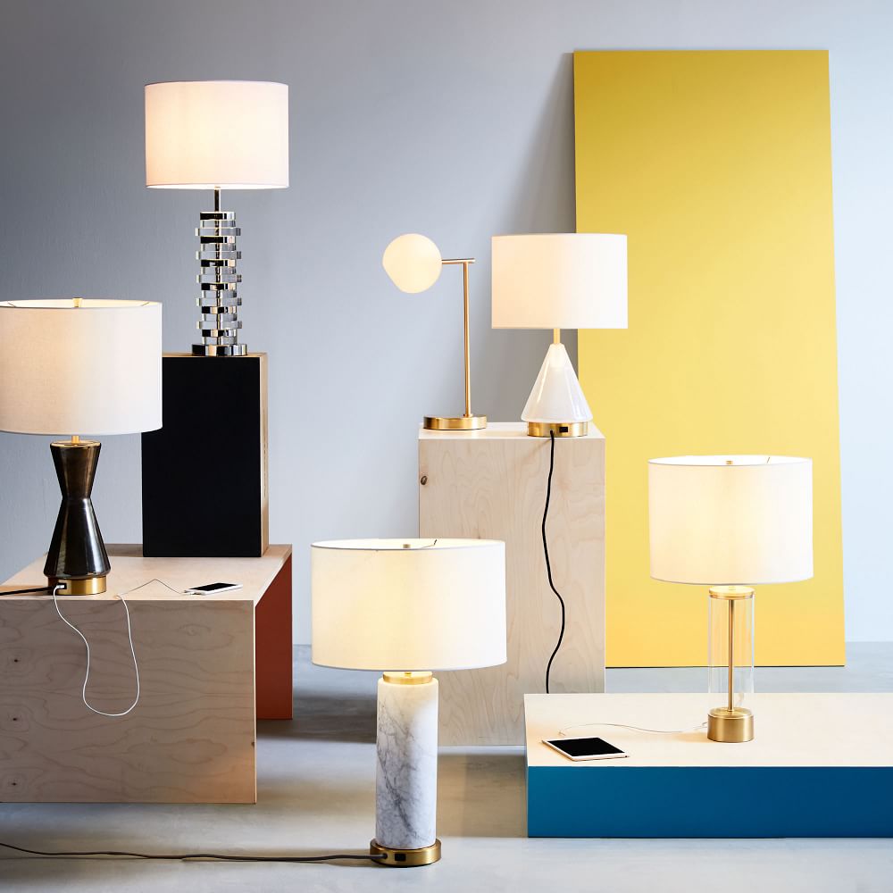 Large yellow table shop lamp